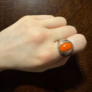 Heavy Sterling Silver Coral Ring